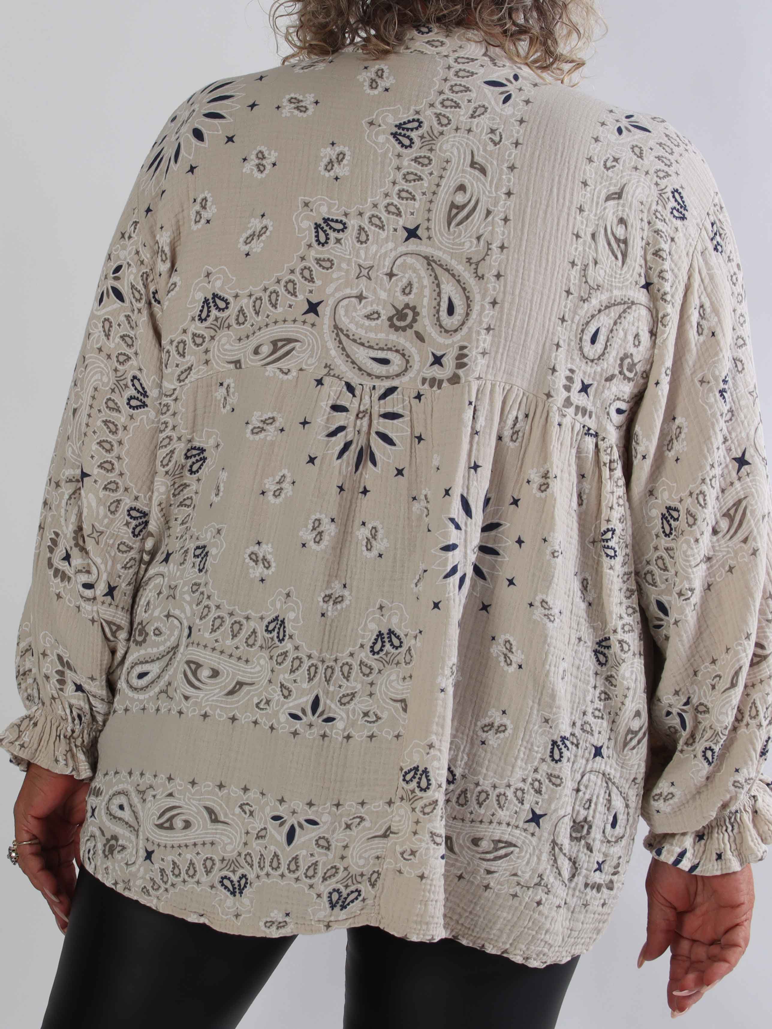Diva Paisley - Plus size tunika i blødt bomulds musselin-stof med paisley mønster